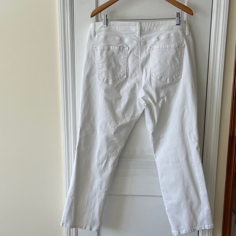 LOFT Curvy Cotton Straight Jeans Womens 32/14 White Pockets Beach Cruise - Picture 5 of 16